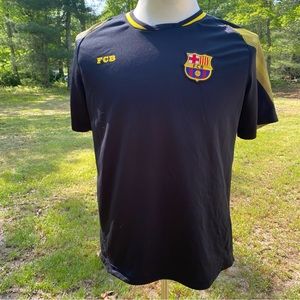 FC BARCELONA SHIRT JERSEY BLACK YELLOW STRETCH SHORT SLEEVE SIZE M
